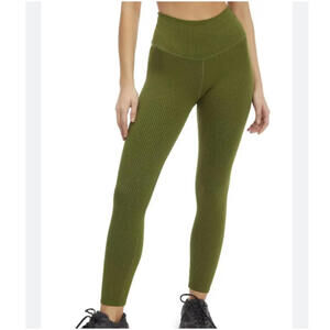 GOOD AMERICAN olive green ribbed leggings sz S
